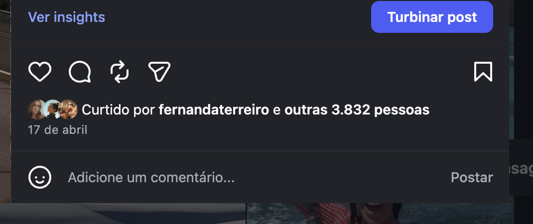 Resultado de engajamento de publicação da parceria com a Chicas del Viento